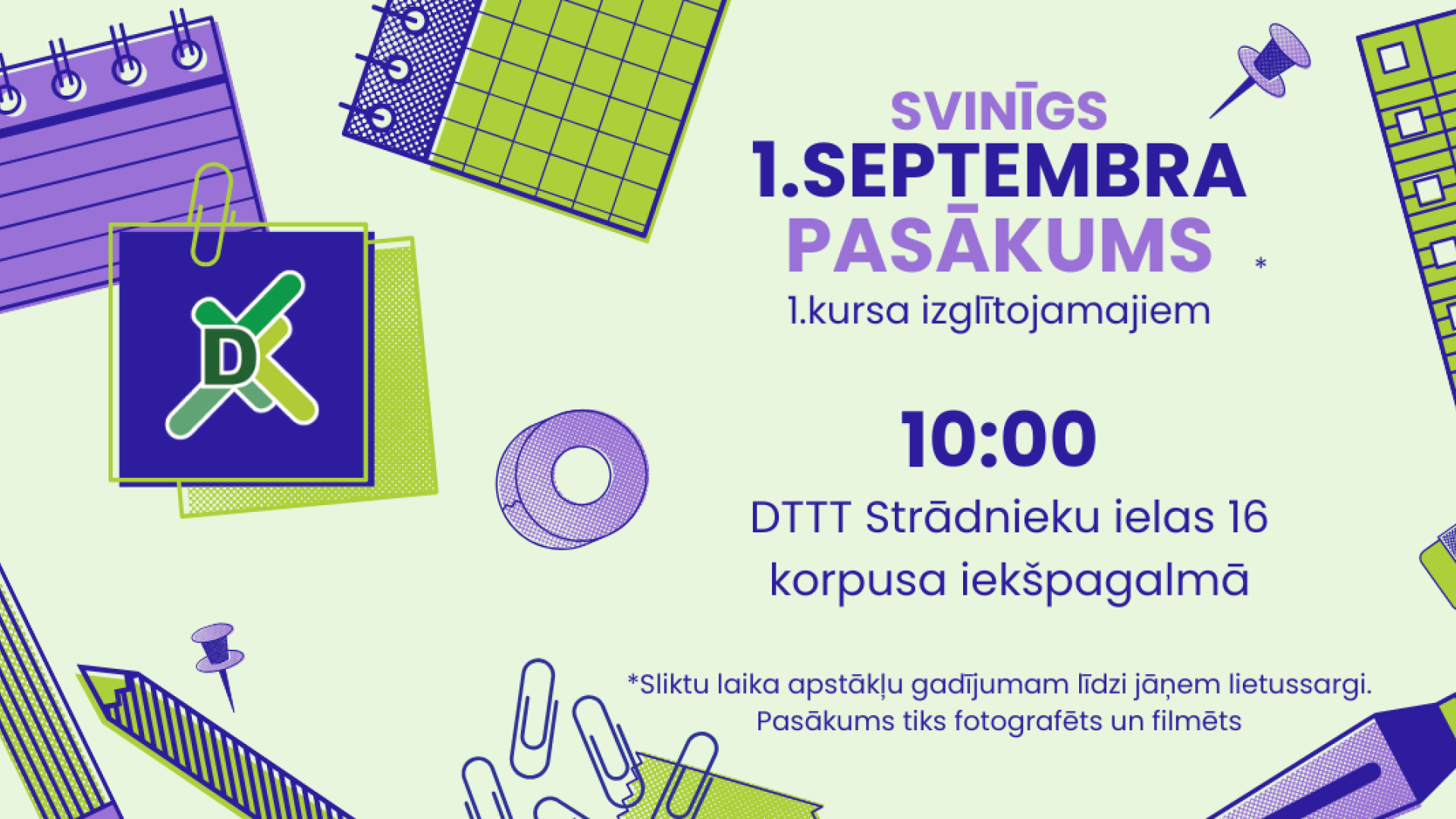Baneris svinīgajam 1. septembra pasākumam
