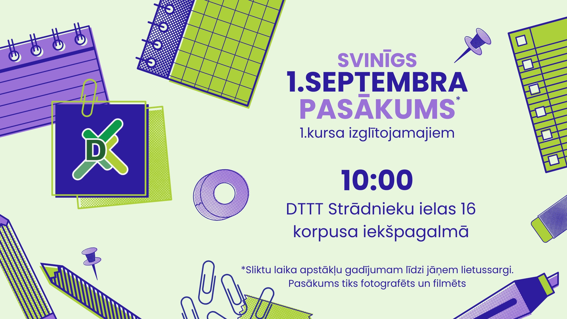 Baneris svinīgajam 1. septembra pasākumam