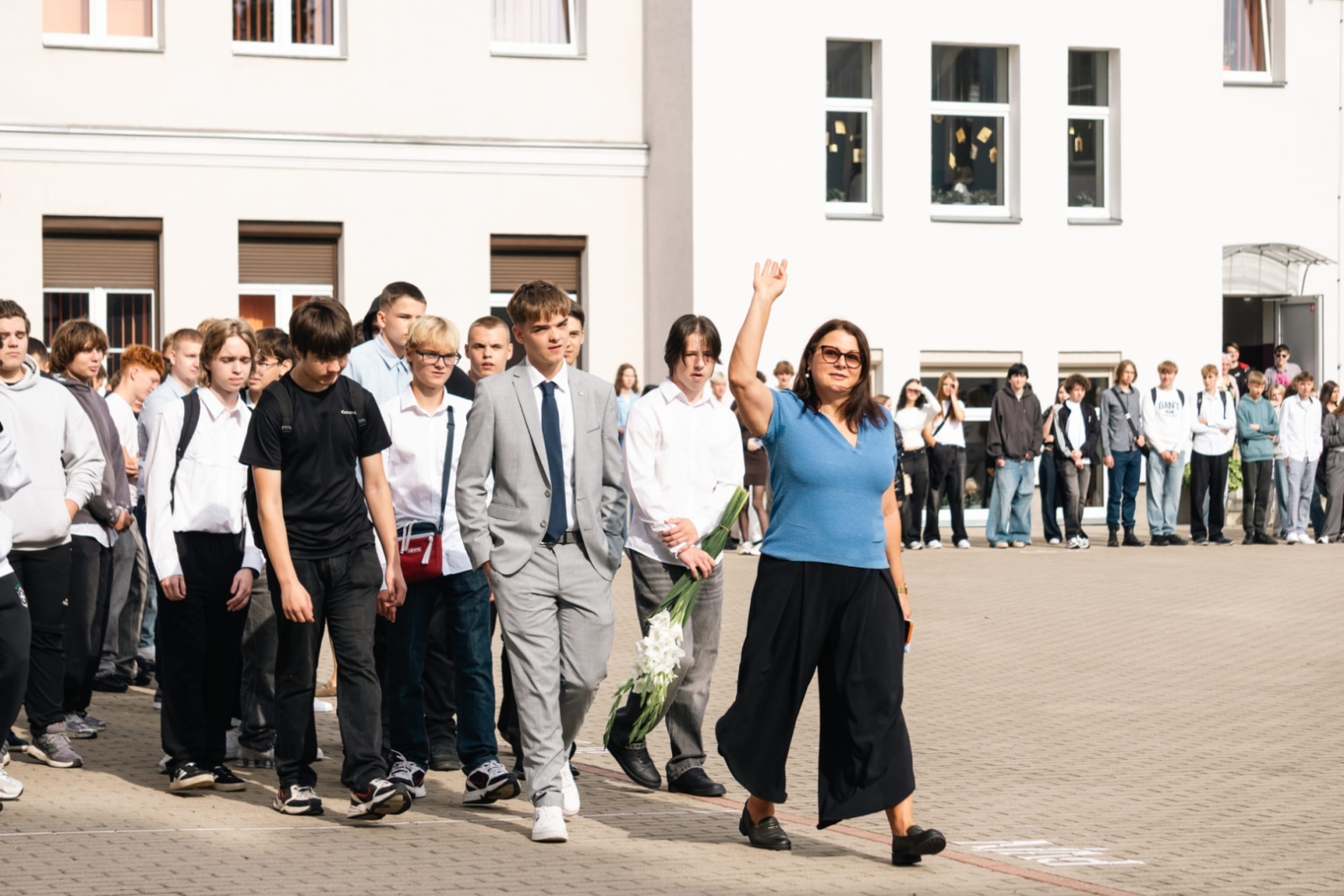 Izglītojamie kopā ar klases audzinātāju 