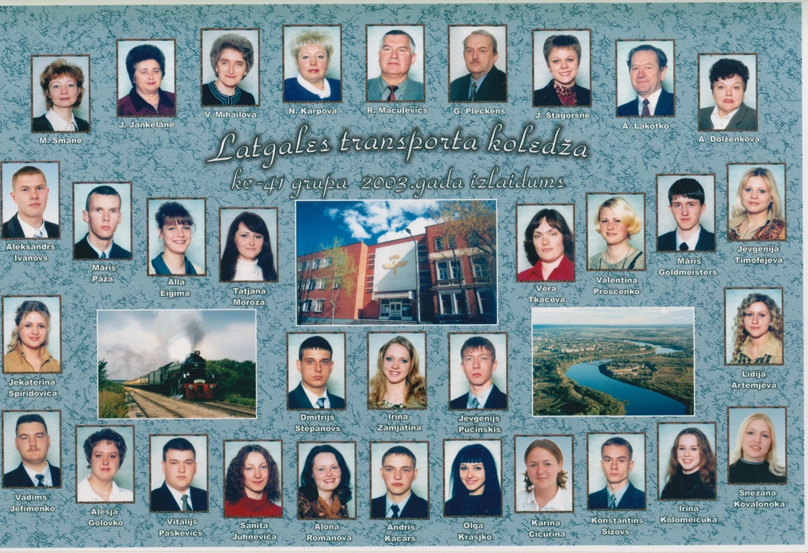 2003. gada absolventu un pasniedzēju foto kolāža